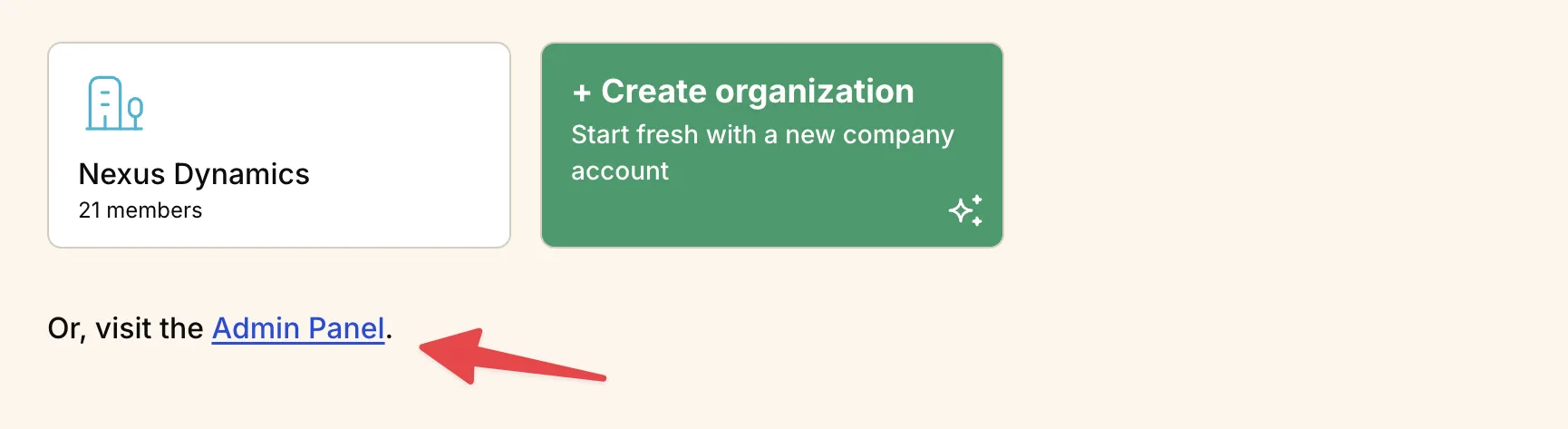 Screenshot: Admin Panel Link